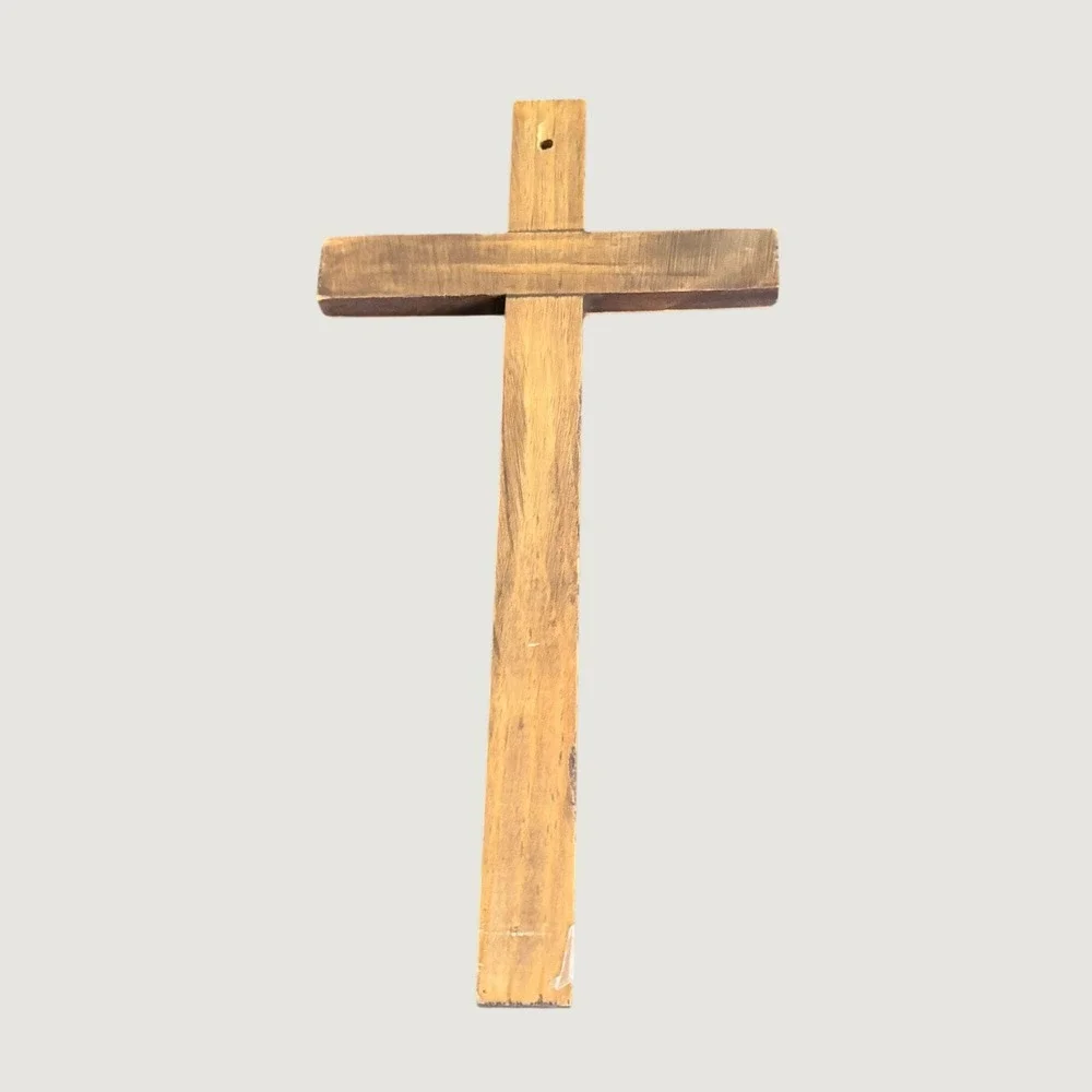 Vintage‎ Crucifix Cross Jesus Christ INRI Wooden Metal Hanging